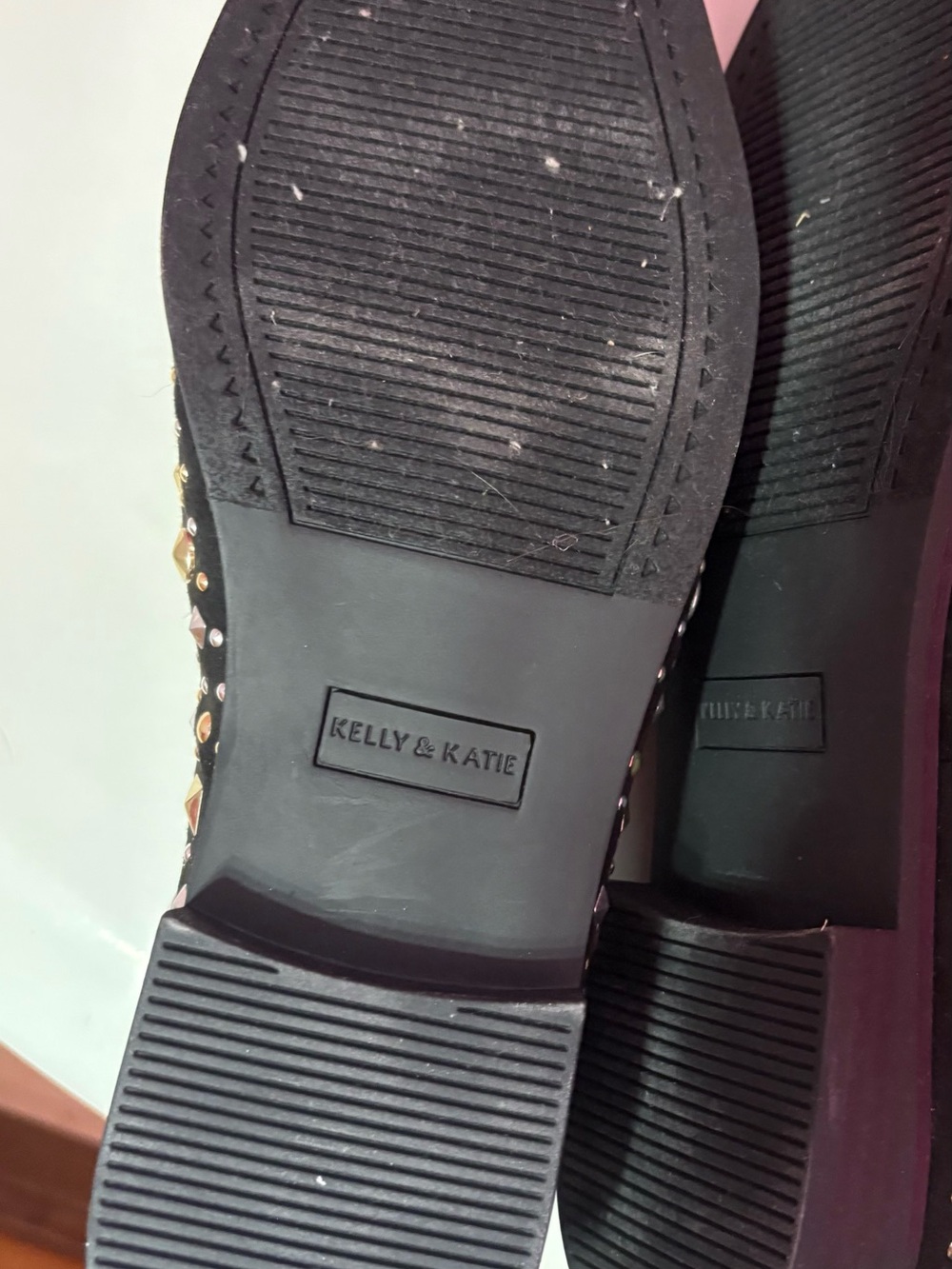 Kelly & Katie Black Studded Loafers with Mixed Metal Accents - Picture 5 of 6